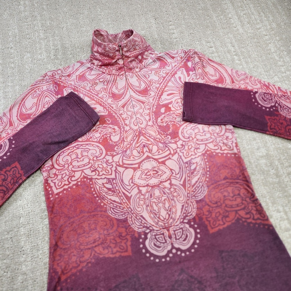 Prana Sweatshirt Women Medium Tatiana 1/2 Zip Pullover Yoga Printed Pink Stretch